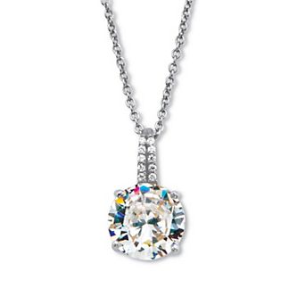 4.05 ct w. Round Cubic Zirconia Platinum Over Silver Pendant With 18-20" Chain