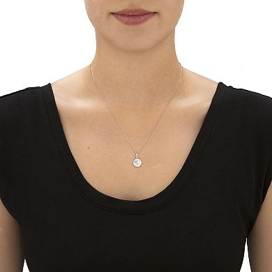 4.05 Cttw. Round Cubic Zirconia Platinum Over Silver Pendant With 18-20" Chain