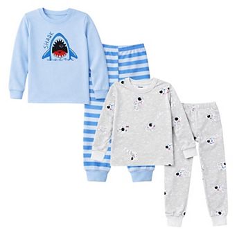 Kids Boys Sharks Astronauts 2-Pack Pajamas Snug Fit PJs Long Sleeve