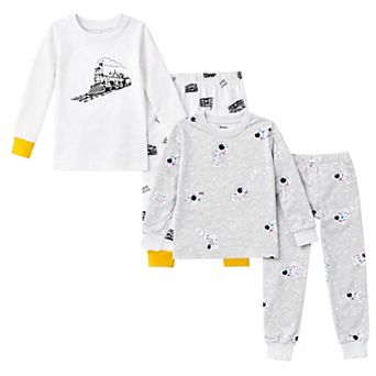 Kids Boys Trains Astronauts 2-Pack Pajamas Snug Fit PJs Long Sleeve