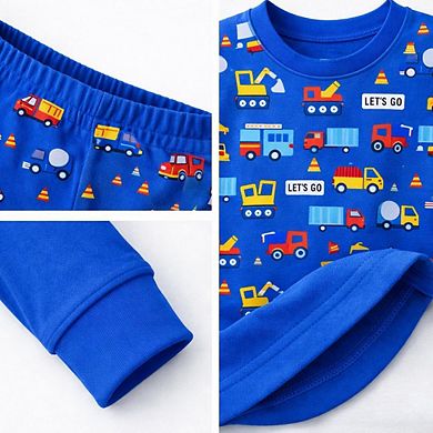 Kids Boys Trains Cars 2-Pack Pajamas Snug Fit PJs Long Sleeve