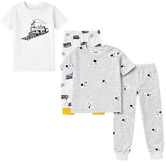 Kids Boys Trains Astronauts 2-Pack Pajamas Snug Fit PJs Short Sleeve