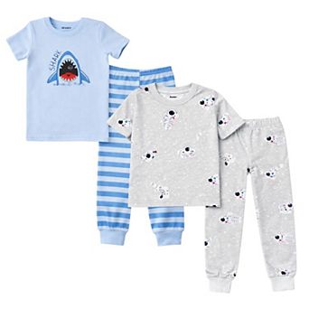 Kids Boys Sharks Astronauts 2-Pack Pajamas Snug Fit PJs Short Sleeve