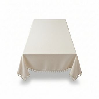 Cotton Tassel Tablecloth Waterproof Farmhouse Style Heavy Duty