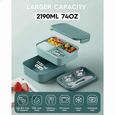 Stackable Bento Lunch Box Set with Thermo Bag and Utensils