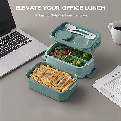 Stackable Bento Lunch Box Set with Thermo Bag and Utensils