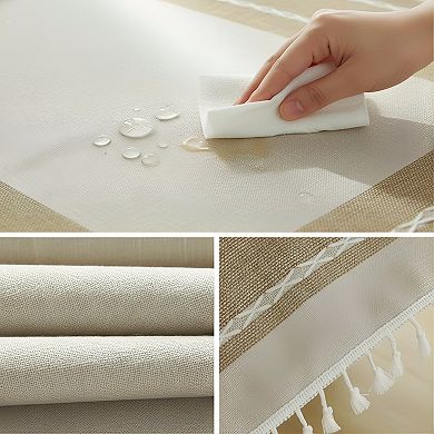 Rustic Tablecloth Cotton Linen Waterproof for Rectangle Tables
