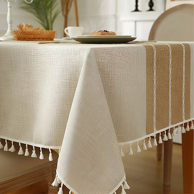 Rustic Tablecloth Cotton Linen Waterproof for Rectangle Tables
