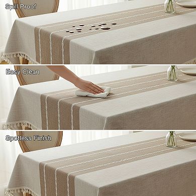Rustic Tablecloth Cotton Linen Waterproof for Rectangle Tables