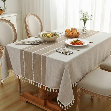 Rustic Tablecloth Cotton Linen Waterproof for Rectangle Tables
