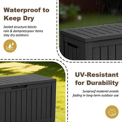 EFU 75 Gallon Weatherproof Deck Box with Wheels, Lockable Resin Storage Container