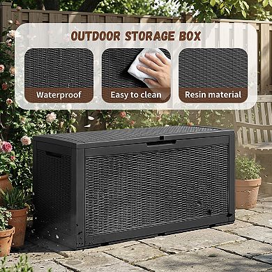EFU 100 Gallon Weatherproof Deck Box, Lockable Resin Storage Container