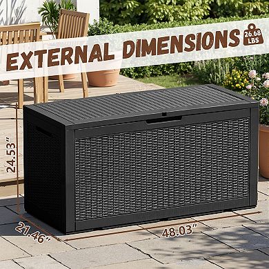 EFU 100 Gallon Weatherproof Deck Box, Lockable Resin Storage Container