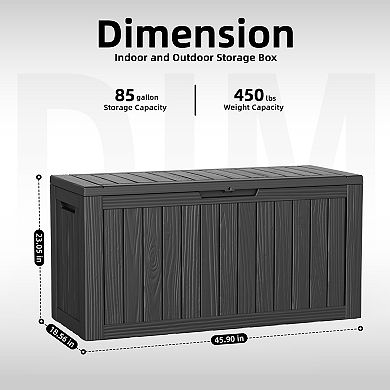 EFU 85 Gallon Weatherproof Deck Box with Hydraulic Rods, Lockable Resin Storage
