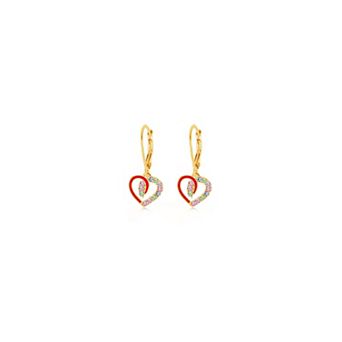 18K Yellow Gold Plated Kids Heart Hypoallergenic Earrings for Girls with Sterling Silver Leverbacks
