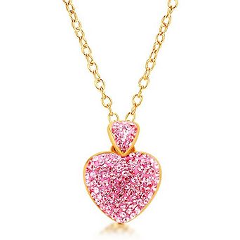 18K Yellow Gold Plated Hypoallergenic Heart Kids Pendant Necklace for Girls