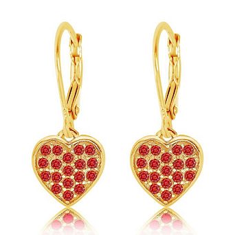 18K Yellow Gold Plated Kids Heart Hypoallergenic Earrings for Girls with Sterling Silver Leverbacks