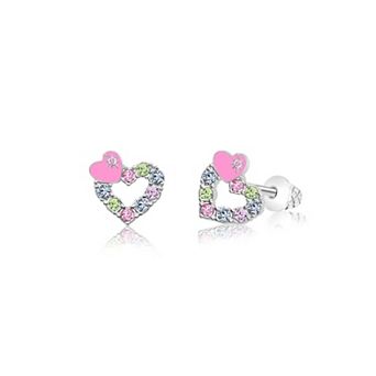 Kids Heart Hypoallergenic Earrings for Girls with Surgical Titanium Screwbacks