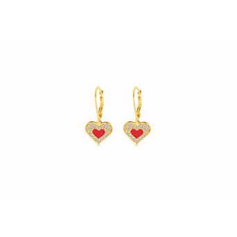 18K Yellow Gold Plated Kids Heart Hypoallergenic Earrings for Girls with Sterling Silver Leverbacks