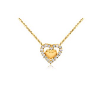 18K Yellow Gold Plated Hypoallergenic Heart Kids Pendant Necklace for Girls