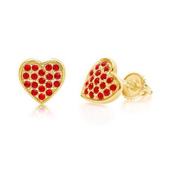 18K Yellow Gold Plated Kids Heart Earrings for Girls with Sterling Silver Screwbacks