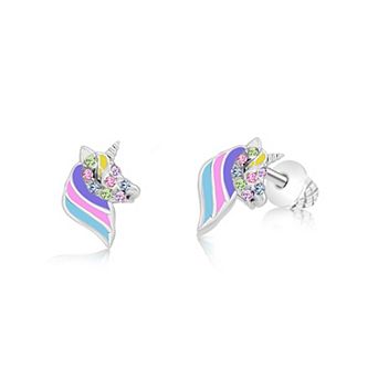 Girls Unicorn Earrings - Hypoallergenic Kids Earrings with Surgical Titanium Screwbacks