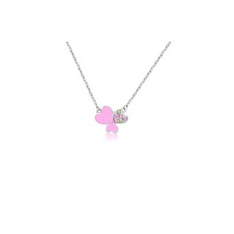 Girls Heart Pendant Necklace Hypoallergenic Kids Jewelry in White Gold Tone