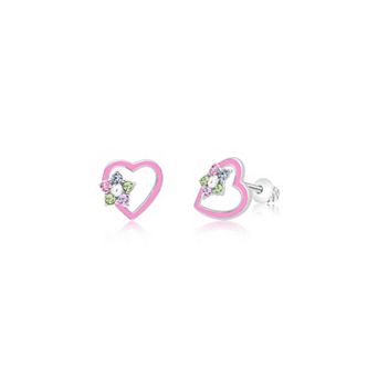 Kids Heart Hypoallergenic Earrings for Girls with Surgical Titanium Screwbacks
