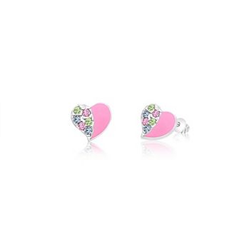 Girls Heart Earrings - Hypoallergenic Kids Earrings with Surgical Titanium Screwbacks