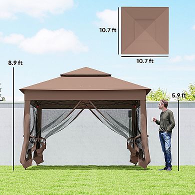 Outsunny 11' x 11' Pop-Up Gazebo Canopy with Carrying Bag,