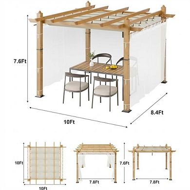Outdoor Pergola with Canopy and Side Mesh, Aluminum Pergola, Modern Pavilion for Backyard, Patio