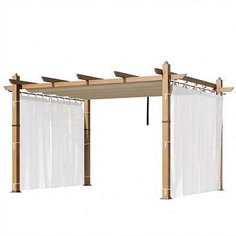 Outdoor Pergola with Canopy and Side Mesh, Aluminum Pergola, Modern Pavilion for Backyard, Patio