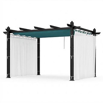 Outdoor Pergola with Canopy and Side Mesh, Aluminum Pergola, Modern Pavilion for Backyard, Patio