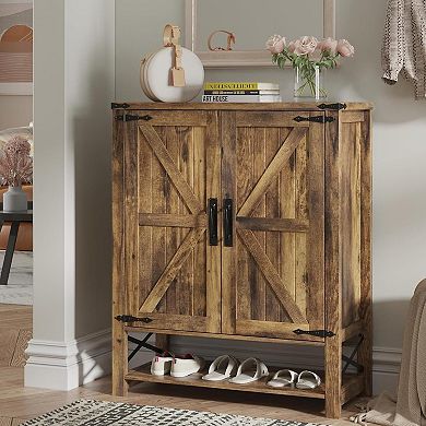 Farmhouse 6-Tier Shoe Storage Cabinet with Adjustable Shelves, Shoe Organizer Rack for Entryway