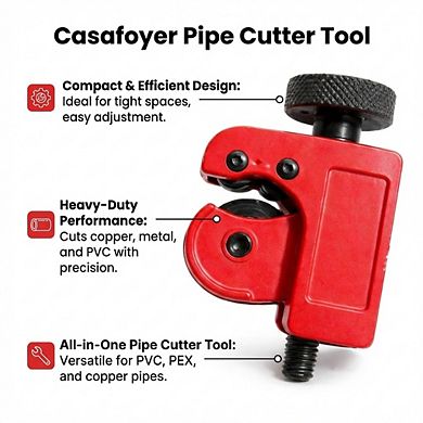 CASAFOYER Pipe Cutter Tool, Heavy Duty PVC, Copper Pipe & Metal Tube Cutter