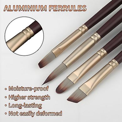 24-Piece Paint Brushes Set, Nylon Bristle Artist Brushes with Aluminum Ferrule