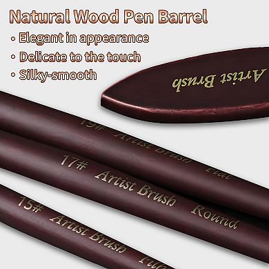 24-Piece Paint Brushes Set, Nylon Bristle Artist Brushes with Aluminum Ferrule