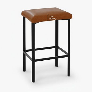 24" Counter Height Bar Stools Set of 4,PU Leather Breakfast Kitchen Chairs with 2" Thick Upholstery