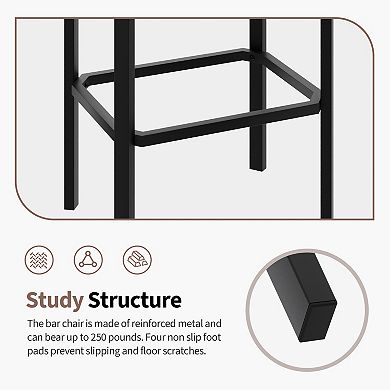 24" Counter Height Bar Stools Set of 4,PU Leather Breakfast Kitchen Chairs with 2" Thick Upholstery