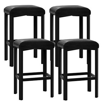 24" Counter Height Bar Stools Set of 4,PU Leather Breakfast Kitchen Chairs with 2" Thick Upholstery