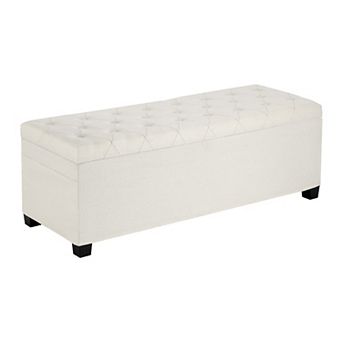VEVOR Storage Ottoman Bench with Flip Top & Side Bags, Linen End of Bed Bench Beige