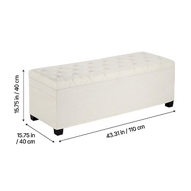 VEVOR Storage Ottoman Bench with Flip Top & Side Bags, Linen End of Bed Bench Beige