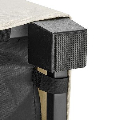 VEVOR Storage Ottoman Bench with Flip Top & Side Bags, Linen End of Bed Bench Beige