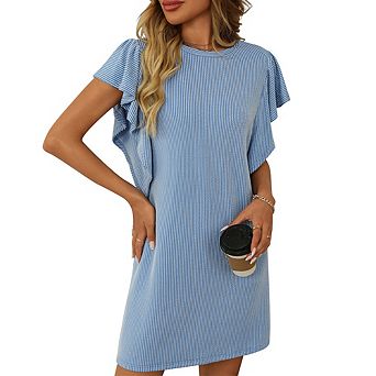 Women's Ruffle Sleeve Midi Dress Soft Stretchy Dress Casual Dress