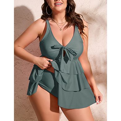 Women's Plus Size Layered Ruffled Swimsuit Two Piece Swimsuit