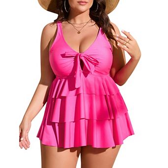 Women's Plus Size Layered Ruffled Swimsuit Two Piece Swimsuit