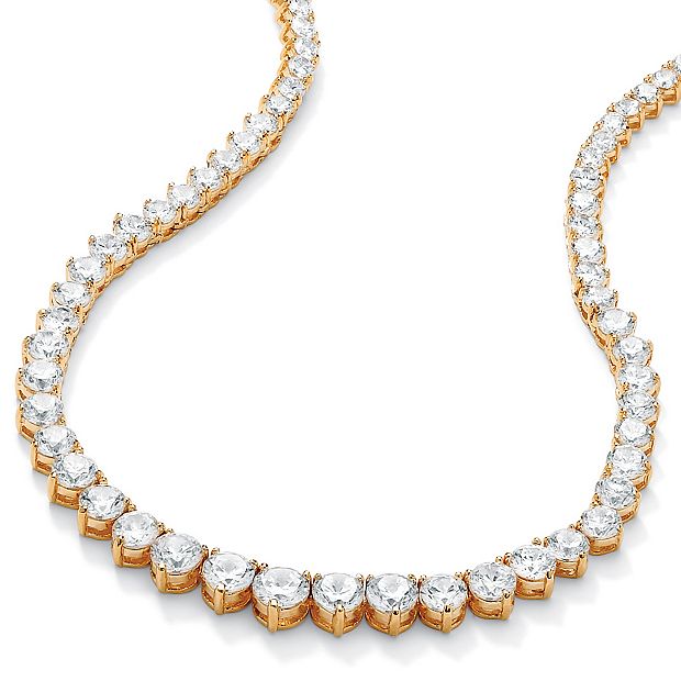 【新品】CDL Eternity Neckless 26.55 TCW Round Cubic Zirconia Gold-Plated Eternity Necklace 16