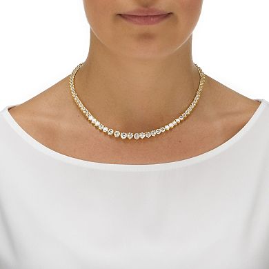 26.55 TCW Round Cubic Zirconia Gold-Plated Eternity Necklace 16"