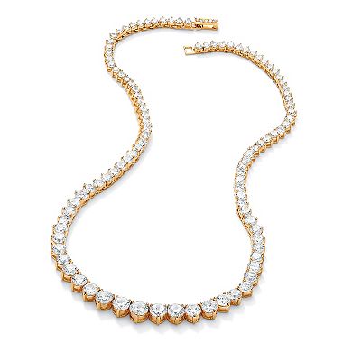 26.55 TCW Round Cubic Zirconia Gold-Plated Eternity Necklace 16"