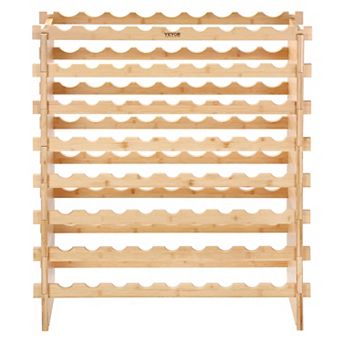VEVOR 72 Bottle Stackable Modular Wine Rack, 8 tier Solid Wood Storage Racks